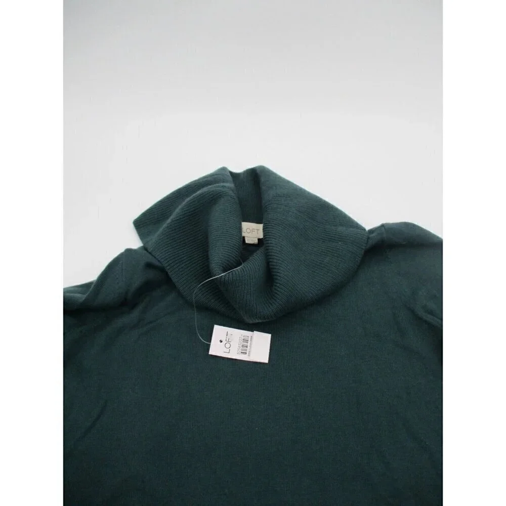 LOFT Womens Sweater XS Green Long Sleeves Turtleneck Casual Knit Preppy New